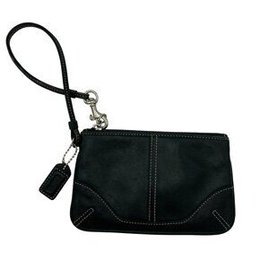 Coach Vintage Contrast Stitching Leather Wristlet